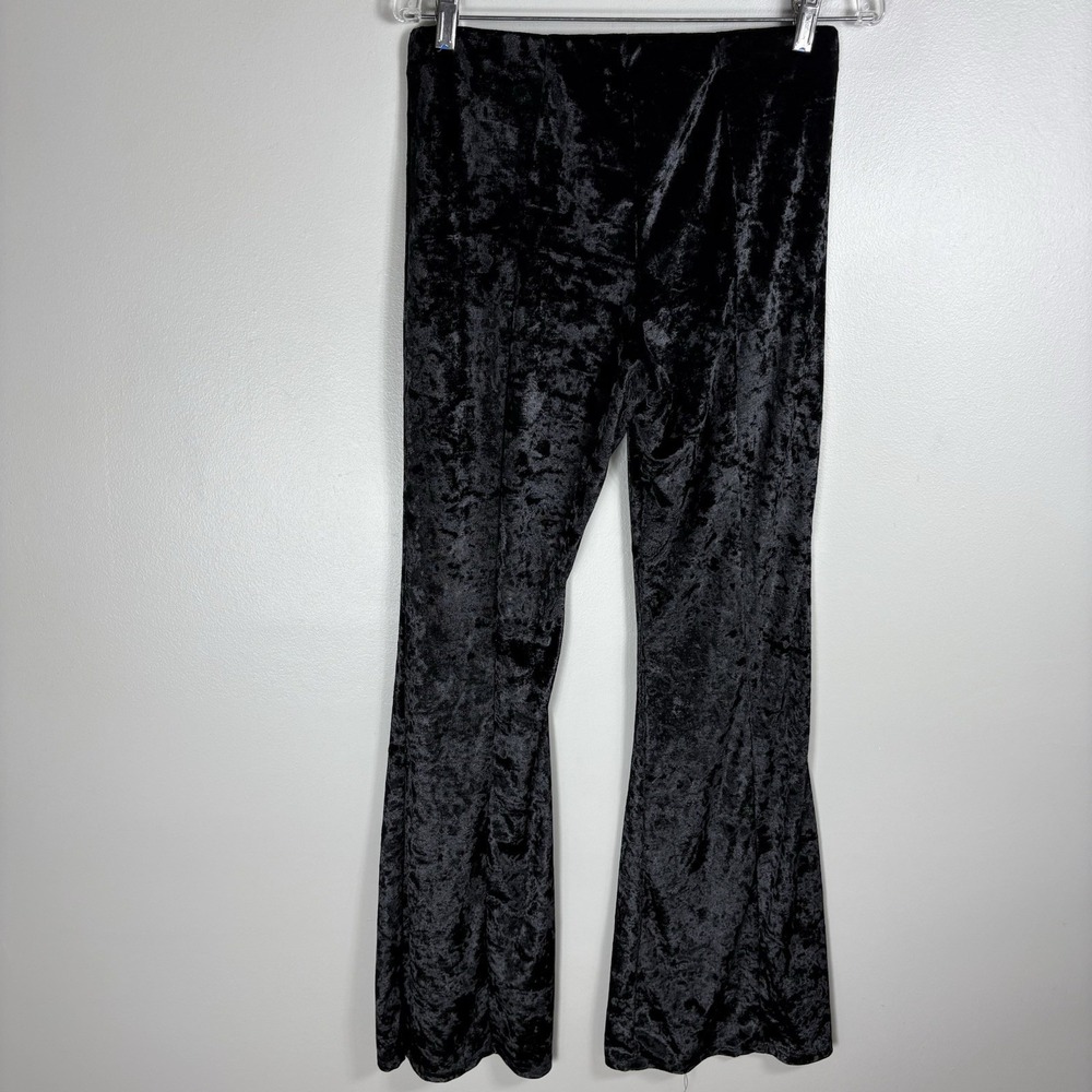 Altar'd State Women's Large Black Velvet Elastic Waist Bell Bottom‎ Flare Pants - Picture 2 of 5